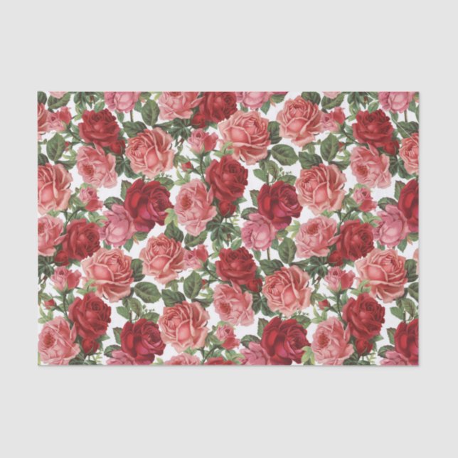 Red & Pink Roses Flowers  Floral Tissue Paper (Front)