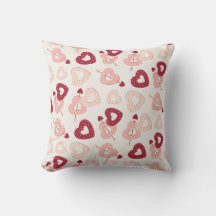 Red pink Sketch Hearts Pattern Square Pillow