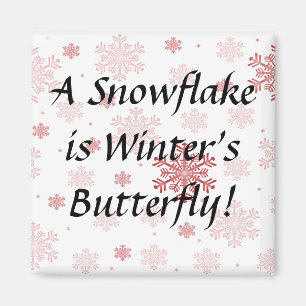 Red/Pink Snowflakes Customisable Winter Magnet