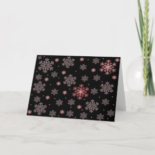 Red/Pink Snowflakes Holiday Greeting Card