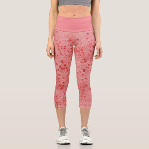 Red & Pink Splatter Capris Leggings