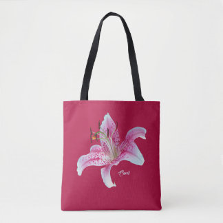 Red Pink Stargazer Lily All-Over_Print Tote