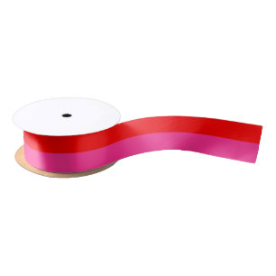 Red & Pink Stripe Colorblock Ribbon Satin Ribbon