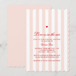 Red Pink Stripe Love is in the Air Bridal Shower Invitation