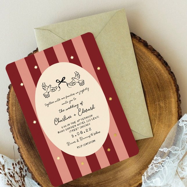 Red Pink Striped Gold Star Wedding  (Creator Uploaded)