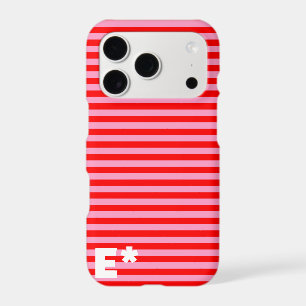 RED PINK STRIPED - HORIZONTAL- initial on