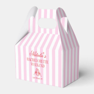 Red Pink Stripes Bachelorette Weekend Party Favour Box
