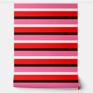 Red Pink Stripes Horizontal Lines Wallpaper