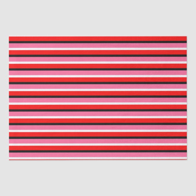Red Pink Stripes Pattern Design Tissue Paper (Front)