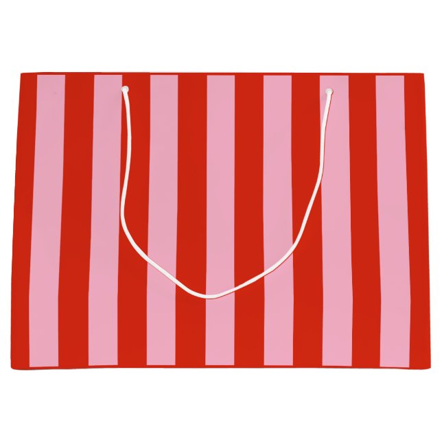 Red Pink Stripes Retro Large Gift Bag (Front)