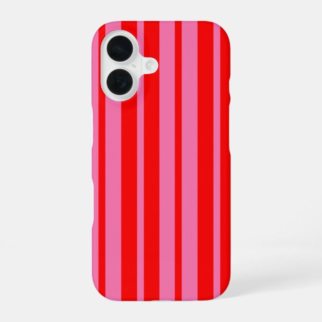 Red Pink Stylish Stripes Pattern Design  iPhone 16 Case (Back)