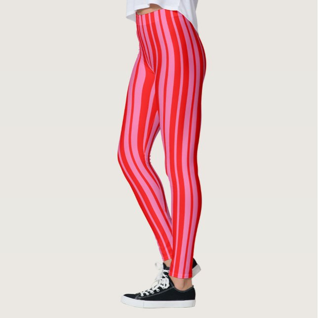 Red Pink Stylish Stripes Pattern Design  Leggings (Creator Uploaded)