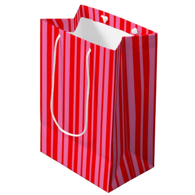 Red Pink Stylish Stripes Pattern Design  Medium Gift Bag (Creator Uploaded)