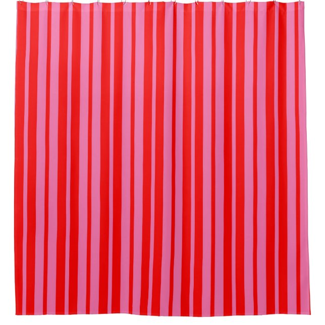 Red Pink Stylish Stripes Pattern Design  Shower Curtain (Front)