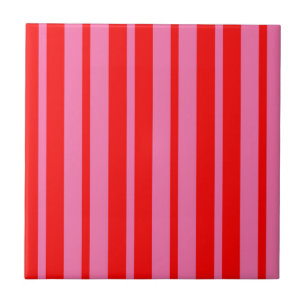 Red Pink Stylish Stripes Pattern Design Tile
