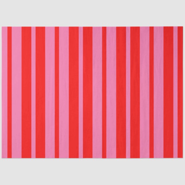 Red Pink Stylish Stripes Pattern Design  Tissue Paper (Front)