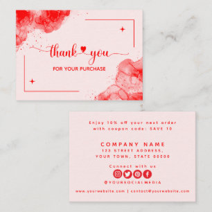 Red Pink Thank You For Your Order Business Card
