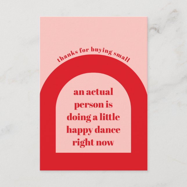 Red Pink Thank Your Order Insert Small Business (Front)