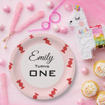 Red & pink toffees Paper Plate