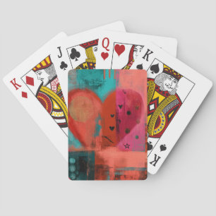 Red Pink Valentine Graffiti Split Heart Playing Cards
