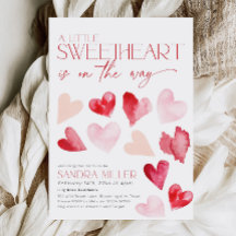 Red Pink Valentine Hearts Sweetheart Baby Shower 