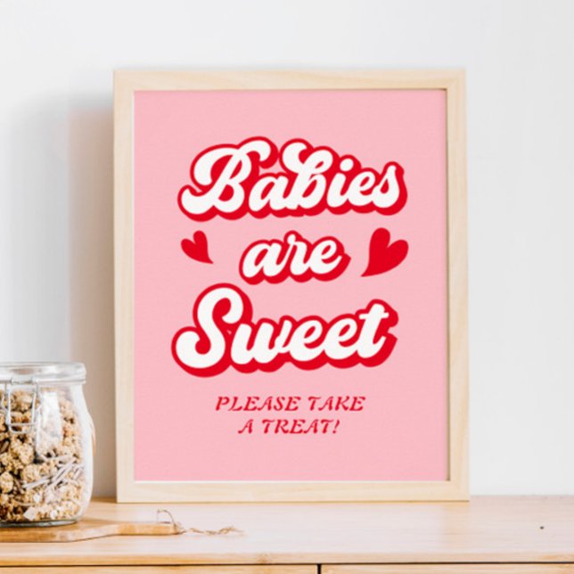 Red Pink Valentines Baby Shower Favour Poster (Creator Uploaded)