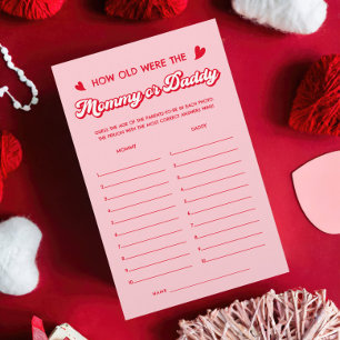 Red Pink Valentines Baby Shower Game Guess Age 