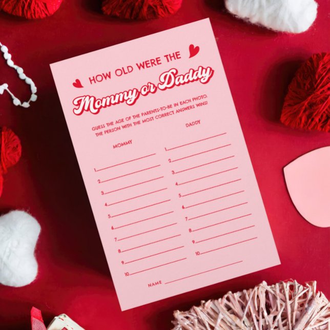 Red Pink Valentines Baby Shower Game Guess Age  (Creator Uploaded)