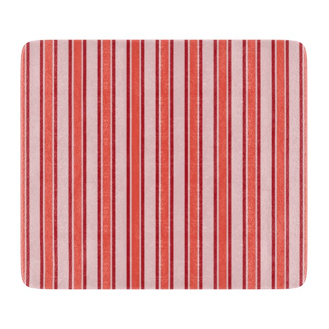 Red Pink Vertical Stripe Pattern Cutting Board (Front)