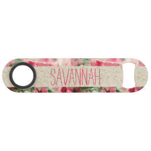 Red & Pink Vintage Watercolor Floral Monogram