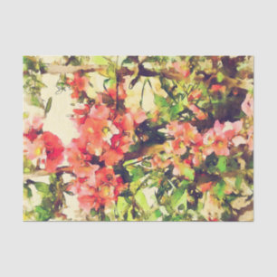 Red Pink Watercolor Floral Pattern 1 Tissue Paper