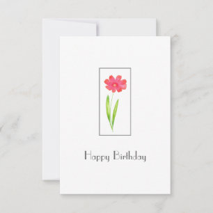 Red, Pink Watercolor Flower Card