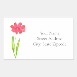 Red, Pink Watercolor Flower labels