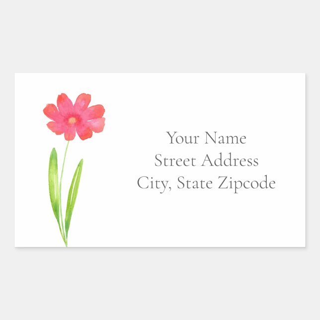 Red, Pink Watercolor Flower labels (Front)