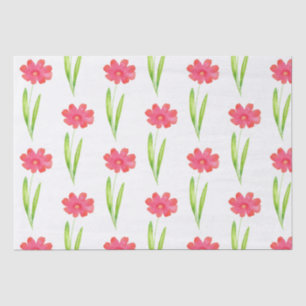 Red, Pink Watercolor Flower Pattern Tissue Paper