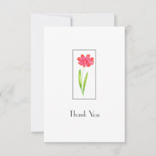 Red, Pink Watercolor Flower Thank You Card