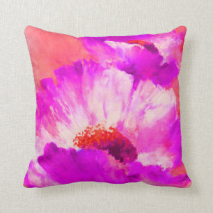 Red & Pink Watercolor Flowers Cushion