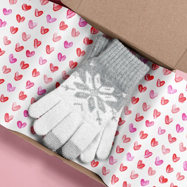 Red & Pink Watercolor Heart Pattern Tissue Paper (Creator Uploaded)