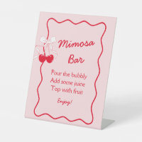 Red Pink Wavy Cherry Bow Bridal Shower Mimosa Bar