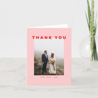 Red + Pink Wes Anderson Photo Thank You Card