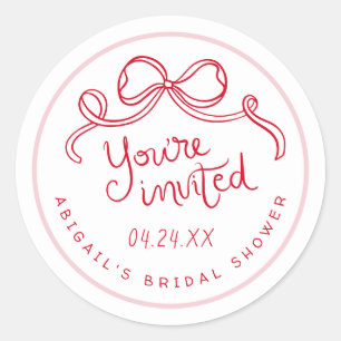 Red Pink Whimsical Bridal Shower Envelope Seal