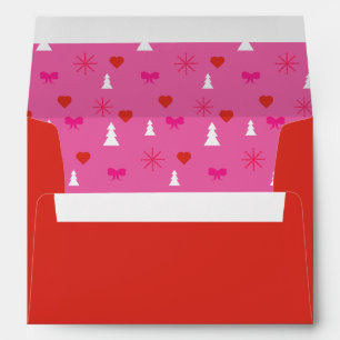 Red Pink & White Christmas Lined Envelope