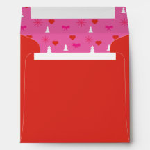 Red Pink & White Christmas Lined Square Envelope