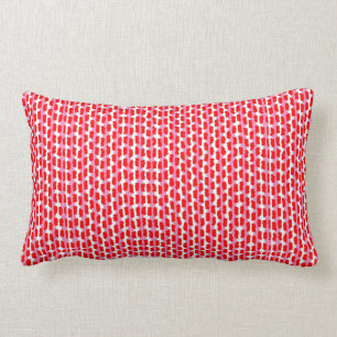 Red Pink White Dashed Abstract Stripe Pattern Lumbar Cushion