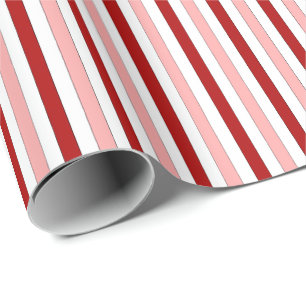 Red Pink White Hand-Drawn Stripes Wrapping Paper