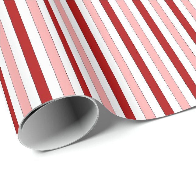 Red Pink White Hand-Drawn Stripes Wrapping Paper (Roll Corner)