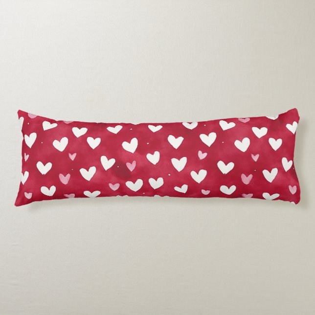 Red Pink White Hearts Body Cushion (Front)