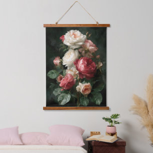 Red Pink White Peonies Watercolor Florals Flowers  Hanging Tapestry