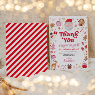 Red Pink Winter Christmas Birthday Thank You Card