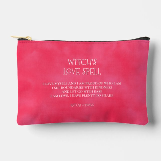Red Pink Witch's Love Spell Accessory Pouch (Front)